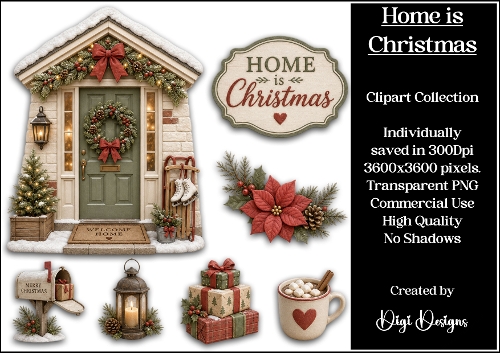 Home is Christmas Clipart Collections