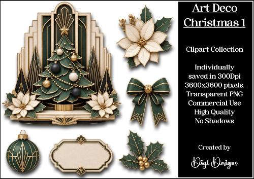 Art Deco Christmas 1 Clipart Collection 