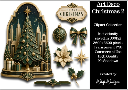 Art Deco Christmas 2 Clipart Collection 