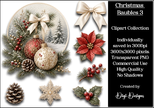Christmas Baubles 3 Clipart Collection 