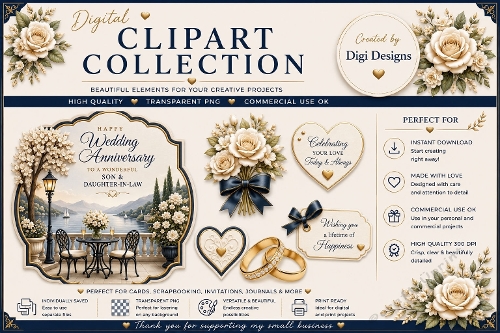 Wedding Anniversary 3 Clipart Collection PNG 