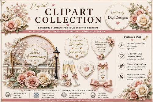 Wedding Anniversary 5 Clipart Collection PNG 