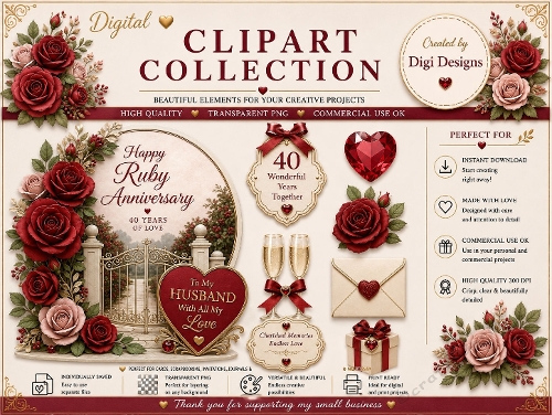 Wedding Anniversary 11 Clipart Collection in PNG 
