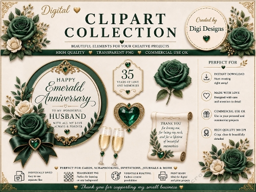 Wedding Anniversary 12 Clipart Collection in PNG 