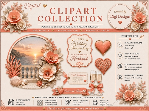 Wedding Anniversary 14 Clipart Collection in PNG 