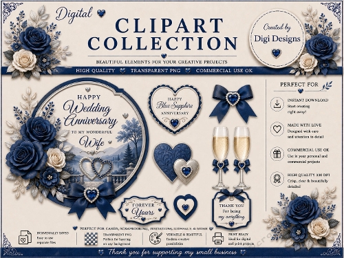 Wedding Anniversary 17 Clipart Collection in PNG 