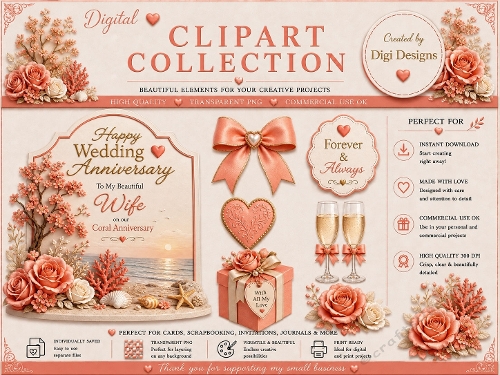 Wedding Anniversary 20 Clipart Collection in PNG 