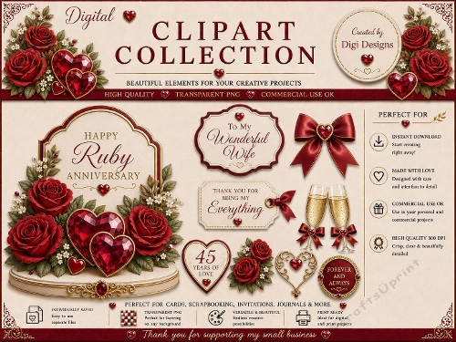 Wedding Anniversary 24 Clipart Collection in PNG 