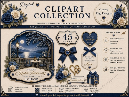 Wedding Anniversary 25 Clipart Collection in PNG 
