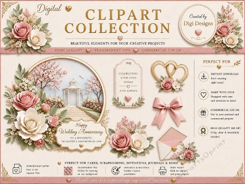 Wedding Anniversary 28 Clipart Collection in PNG 