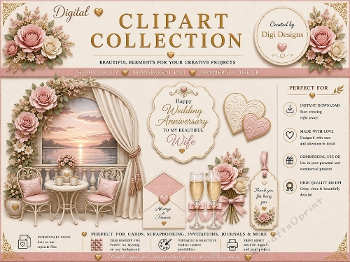 Wedding Anniversary 30 Clipart Collection in PNG 