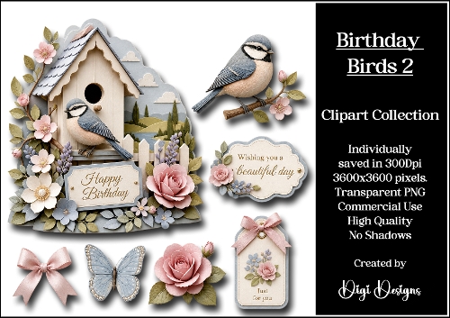Birthday Birds 2 Clipart Collection 