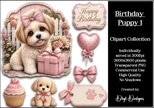 Birthday Puppy 1 Clipart Collection 