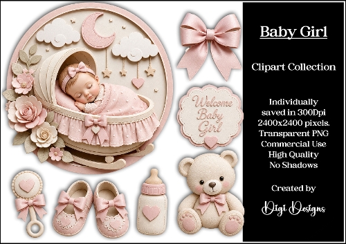 New Baby 8 Clipart Collection PNG 