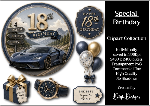 Special Birthday 4 Clipart Collection PNG