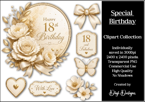 Special Birthday 5 Clipart Collection PNG