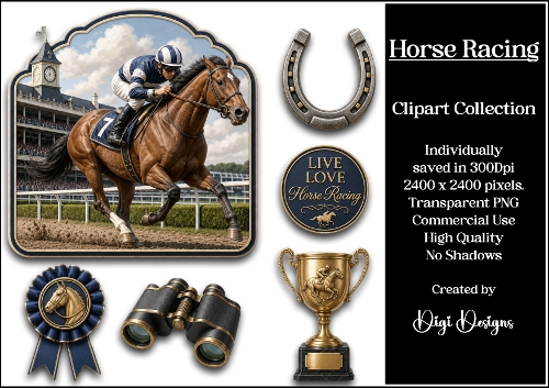 Sports 11 Horse Racing Clipart Collection PNG