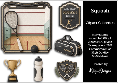 Sports 25 Squash Clipart Collection PNG