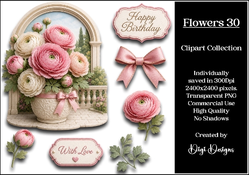 Flowers 30 Clipart Collection PNG