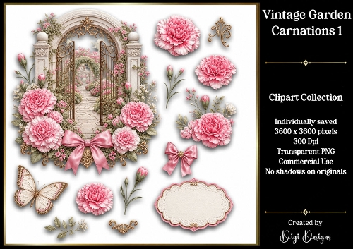 Vintage Botanic Gardens - Carnations 1 