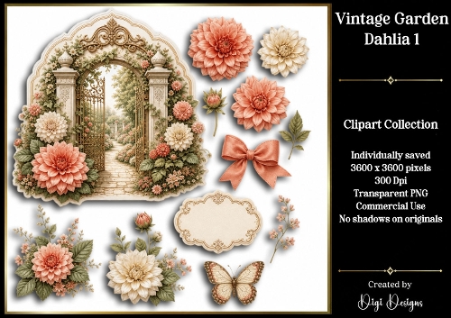 Vintage Botanical Gardens Dahlia 1