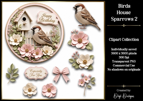 Birds- House Sparrows 2 Clipart