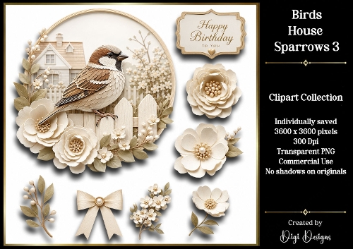Birds- House Sparrows 3 Clipart
