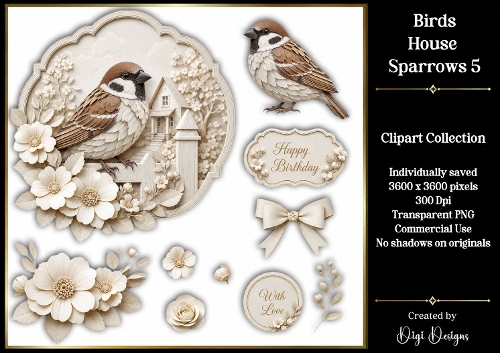 Birds- House Sparrows 5 Clipart