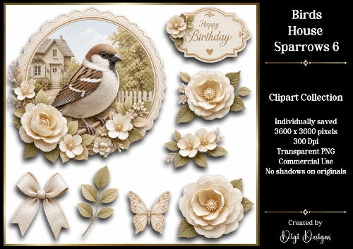 Birds- House Sparrows 6 Clipart