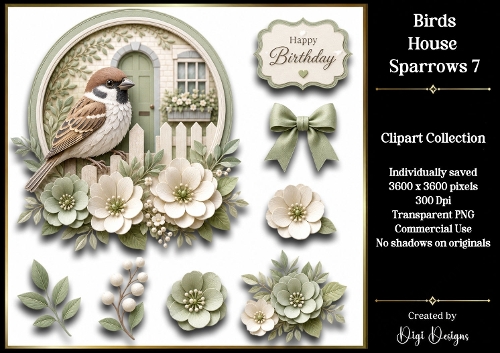 Birds- House Sparrows 7 Clipart