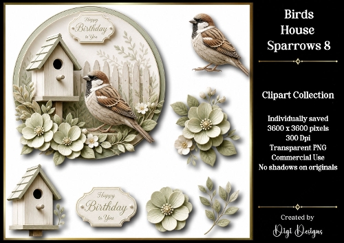 Birds- House Sparrows 8 Clipart