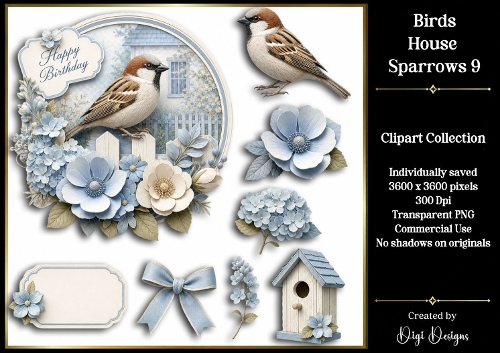 Birds- House Sparrows 9 Clipart
