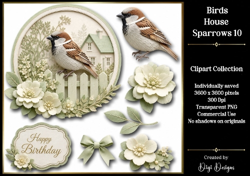 Birds- House Sparrows 10 Clipart
