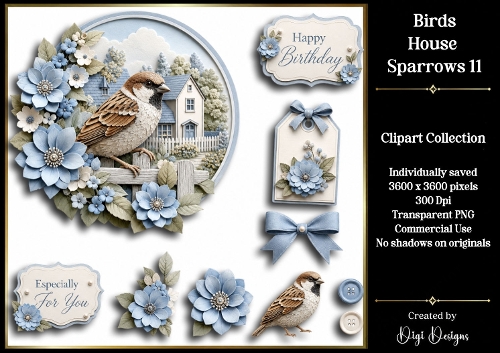 Birds- House Sparrows 11 Clipart