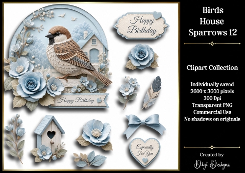 Birds- House Sparrows 12 Clipart