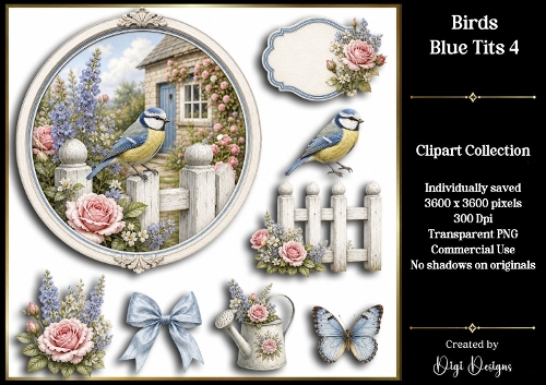 Birds - Blue Tit 4 Clipart Collection