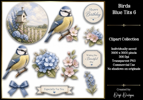 Birds - Blue Tit 6 Clipart Collection