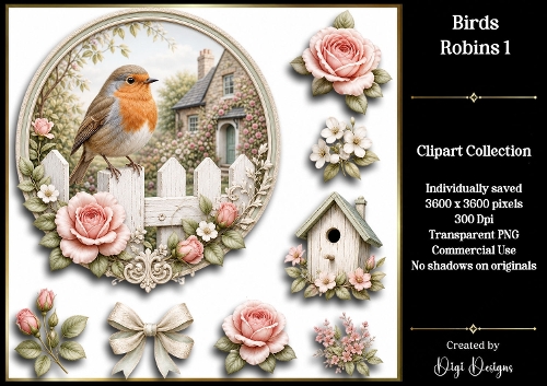Birds - Robins 1 Clipart Collection