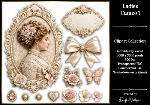 Ladies Cameo 1 Clipart Collection PNG 