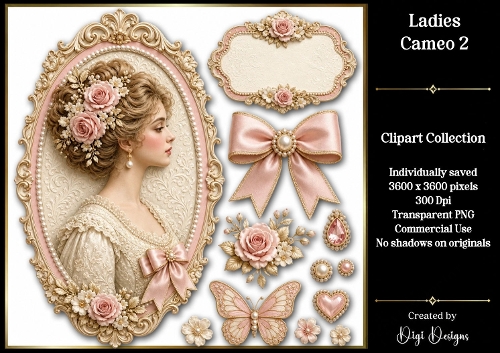 Ladies Cameo 2 Clipart Collection PNG 