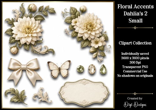 Flowers-Dahlias 2 Clipart Accents 