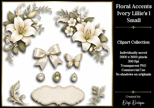 Flowers-Ivory Lillies 1 Clipart Accents 