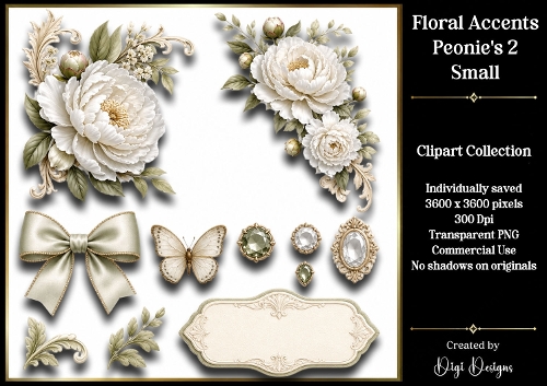 Flowers-Peonies 2 Clipart Accents 