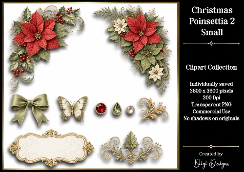 Flowers-Poinsettias 2 Clipart Accents 