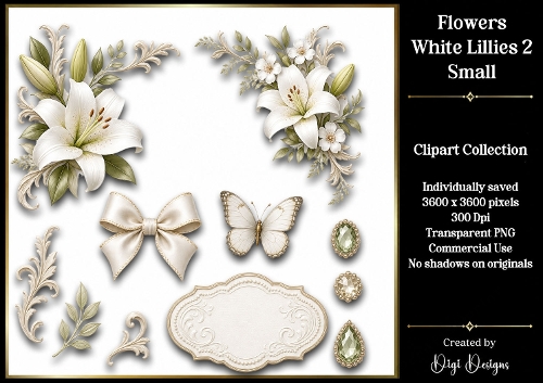 Flowers-White Lillies 2 Clipart Accents 