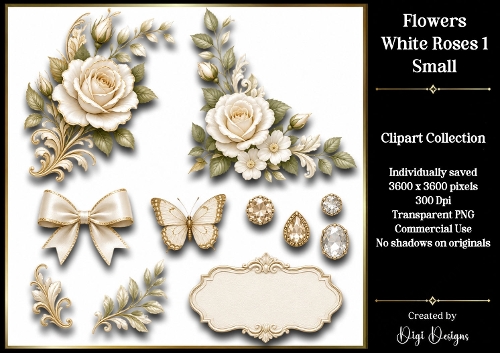 Flowers-White Roses Clipart Accents 