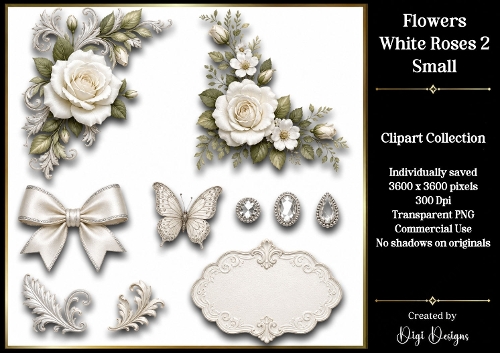 Flowers-White Roses 2 Clipart Accents 