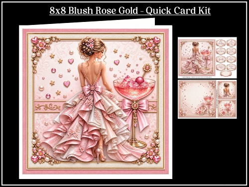 8x8 Blush Rose Gold Quick Card Front with Sentiments 