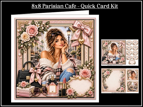 8x8 Parisian Cafe Quick Card Front with Sentiments 