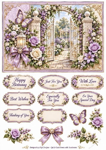 A5 Floral Birthday Quick Card Front with Sentiments 